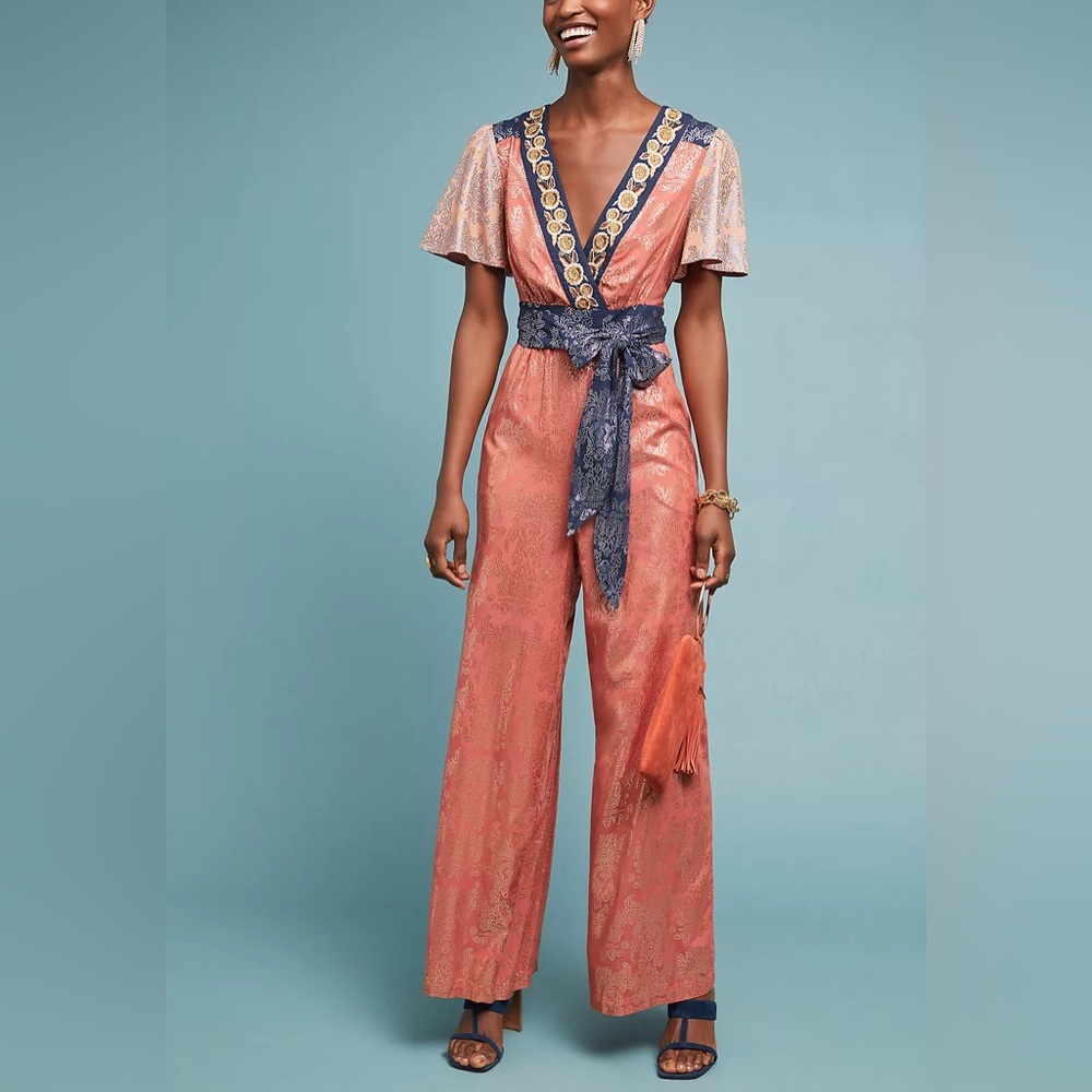 ANTHROPOLOGIE Akemi + Kin Sofia Metallic Jumpsuit 8